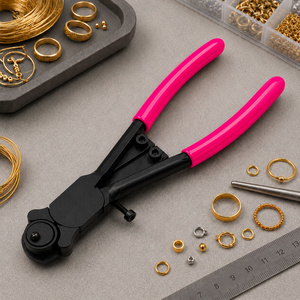 Alicates para doblar joyas para hacer anillos, herramienta de acero con mango rosa, equipo para engastar joyas de 180 mm - Product Image 4