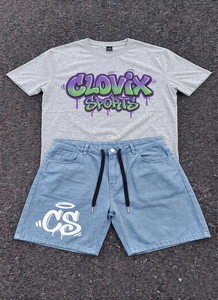 ชุดเซ็ตเสื้อยืดและกางเกงขาสั้น CLOVIX SPORTS รุ่น Heavyweight 2 ชิ้น ทรงปกติ ลายกราฟิก สไตล์สตรีทแวร์ลำลองสำหรับฤดูร้อน ขายส่ง - Product Image 6