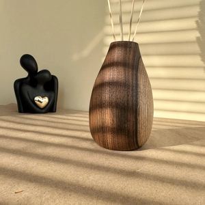 Vase à fleurs décoratif en bois naturel, moderne, écologique, fait main, diamètre personnalisable, centre de table, décoration intérieure - Product Image 6