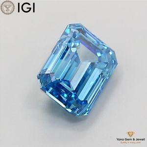 Diamante Cultivado en Laboratorio con Certificado IGI, Corte Esmeralda, Color Azul Intenso, Claridad VS2, 2.00 Quilates, para Anillo de Compromiso - Product Image 6