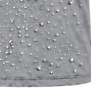 T-shirt unisexe gris à manches courtes et col rond, orné de perles, personnalisé, mode décontractée, streetwear, haut de gamme - Product Image 6