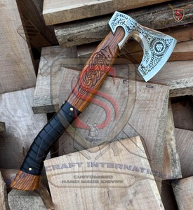 Hacha Vikinga de Doble Hoja Forjada a Mano con Mango de Madera de Palisandro, Acero con Alto Contenido de Carbono, Herramienta de Supervivencia DIY - Product Image 6