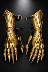 Gants en laiton plaqué or, armure médiévale de chevalier, protection des mains gothique, objet de collection artistique - Product Image 2