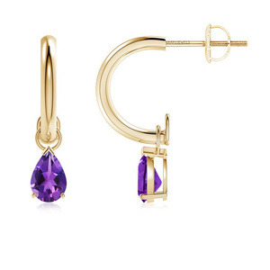 Pendientes de Aro Vaayu Jewels de Oro 10K 14K 18K y Plata 925 935 con Amatista, Corte Pera, Estilo Vintage, para Uso Diario, Chapados en Oro para Mujer - Product Image 1
