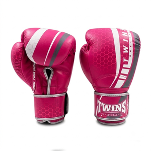 Gants de boxe Twins noirs et blancs à motif hexagonal en cuir avec fermeture auto-agrippante au poignet, pour adultes et jeunes, équipement d'arts martiaux pour l'entraînement - Product Image 5