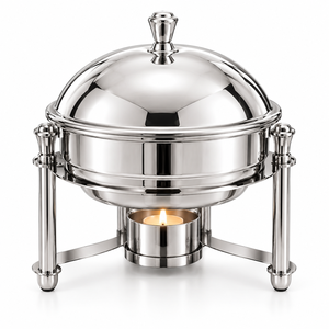 Recipiente Redondo de Acero Inoxidable de Lujo para Calentar Alimentos con Tapa de Cúpula de 24 cm de Diámetro, Ecológico - Product Image 1