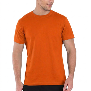 OEM ODM Solid Orange Color Round Neck <b>Collar</b> Men's Active Wear <b>T</b>-<b>Shirts</b> Slim Fit Eco Friendly Men's O Neck <b>Collar</b> Tee <b>Shirts</b> - Product Image 1
