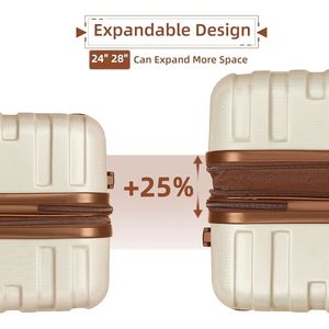 6-Piece Cream Luggage Set with Duffel Bags & Hardside Expandable <b>Suitcases</b> TSA <b>Lock</b> & Spinner Wheels - Product Image 2