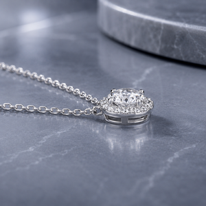 Collar con Colgante de Diamante Cultivado en Laboratorio con Corte Brillante Redondo, Plata de Ley S925, Claridad EF, 13 Piedras, Regalo para Mujer - Product Image 3