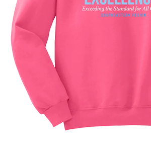 เสื้อสเวตเชิ้ตคอกลมสีชมพูสำหรับทุกเพศ รุ่น Elevating Excellence ผ้าฟลีซเนื้อนุ่ม แขนยาว สวมใส่สบายๆ แฟชั่นลำลอง เหมาะสำหรับใส่ทุกวัน - Product Image 2