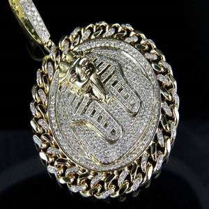 Pendentif de luxe style Pharaon Égyptien serti de diamants Moissanite en or rose, bijoux Hip Hop pour soirée - Product Image 6