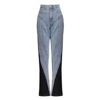 Nouveau costume en jean court à taille haute et coupe droite pour femme, vente en gros