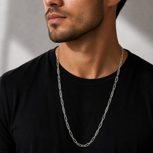Collier chaîne à maillons trombone en argent sterling 925 pour hommes, style moderne et minimaliste, unisexe, pour usage quotidien, cadeau de fête, finition polie haute brillance - Product Image 4