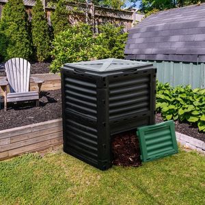 Composteur extérieur de 80 gallons avec grand couvercle ouvrable et porte de sortie inférieure - Catégorie de produit : Aérateurs de compost - Product Image 3
