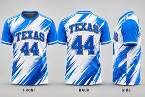 Maillot de sport personnalisé en polyester imprimé par sublimation bleu et blanc, à manches courtes, unisexe, pour adultes, tailles XS-XXL - Product Image 3