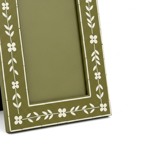 Handcrafted Sage Green Bone Inlay Photo <b>Frame</b> with Floral Vine <b>Design</b> – Luxury Decorative Picture <b>Frame</b> for Home & Office Decor - Product Image 5