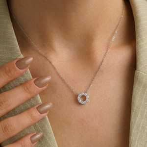Hallmark Silver Holo Twinkle Minimal Pendant-Rhodium Plated Freshwater Pearl with Diamond Accent in White Gold - Product Image 1