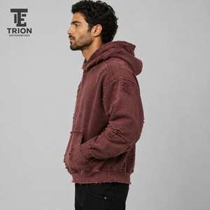 Sudadera con Capucha Distressed Vintage Urbana de Invierno para Hombre, Sudadera Premium de Moda Personalizada, Ropa Masculina - Product Image 6