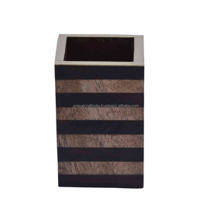 Porte-stylos en bois rayé Organisateur de bureau fait main pour bureau, maison et table d'étude - Product Image 3