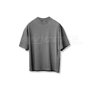 Drop Shoulder T Shirts <b>Mock</b> <b>Neck</b> Short Sleeve Mens Streetwear <b>Tops</b> Casual Style Blank Oversized Fashion Tees - Product Image 1
