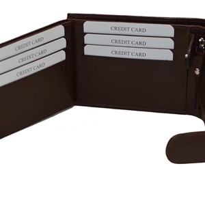 Portefeuille long en cuir véritable avec fermeture à glissière, porte-cartes anti-RFID, design minimaliste unisexe, couleur marron - Product Image 2