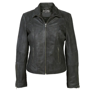 Veste en cuir pour femme fabriquée en usine à prix abordable, avec logo personnalisé imprimé, col montant, tricotée, taille adulte - Product Image 3