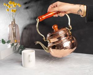 Vintage Inspired Copper <b>Tea</b> Kettle For Boiling Water Elegant Pouring And Decorative Traditional Home Kitchen Use - Product Image 3