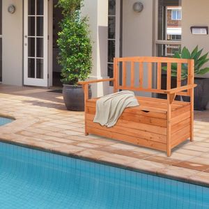 Boîte de rangement de jardin en cèdre 112 * 58 * 84 cm avec dossier et accoudoirs, rouge orange vif - Product Image 3