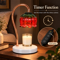 Diffuseur de cire sans flamme, motif floral rouge et vert, avec variateur d'intensité, emballage cadeau personnalisé