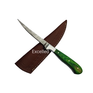 Couteau de chef en acier Damas de 9 pouces fait à la main sur mesure avec manche en bois Pakka couteau de cuisine tranchant avec étui en cuir - Product Image 1