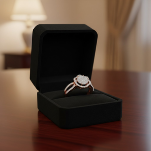 Anillo de Boda con Diamantes Redondos de 1.00 Quilates, 100% Naturales, para Mujer, en Oro Rosa de 14K | Anillo de Compromiso con Incrustaciones de Diamantes Halo, Joyería Fina - Product Image 4