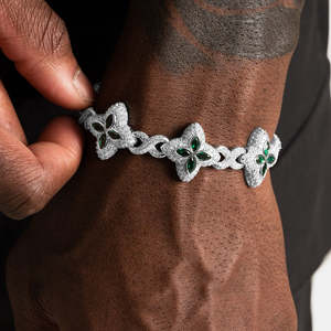 Bracelet en argent sterling 925 avec fleur marquise verte, bracelet tennis émeraude de luxe, bijoux fins pour homme, cadeau - Product Image 3