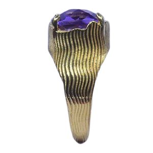 Bague vintage en argent 925 plaqué or avec améthyste, sertie en canal, bijou pour femme, cadeau de mariage ou de fiançailles - Product Image 3