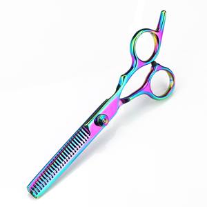 Ensemble professionnel de ciseaux de coiffure et d'éclaircissage arc-en-ciel bleu, noir, argent – Outils de barbier et de salon en acier inoxydable - Product Image 3