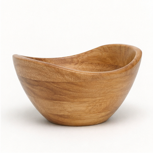 Tazón para Servir Ondulado de Madera de Acacia Ecológico Hecho a Mano, Tazón de Madera Natural para Ensaladas y Frutas, para Decoración del Hogar - Product Image 6
