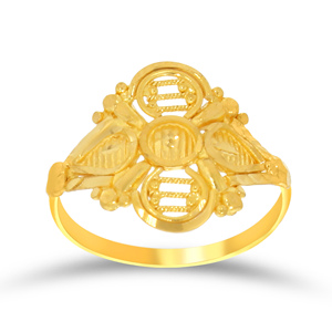 Graceful Art <b>Kids</b> Gold <b>Ring</b> Classic Gold Flower Design <b>Ring</b> for <b>Kids</b> Vintage Filigree Leaf Pattern Handmade Yellow Gold Fashion - Product Image 1