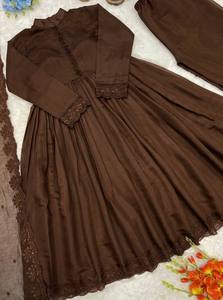 PinkCityBlocks - Vestido Anarkali de Moda India para Mujer, Largo, de Tela de Red Pesada, Bordado, con Dupatta, para Bodas y Fiestas - Product Image 4