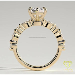 925 <b>Sterling</b> <b>Silver</b> Lab Grown Diamond Cut <b>Ring</b> With Side Stones Elegant Luxury <b>Engagement</b> Jewelry For Women - Product Image 2