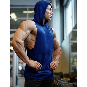 Outdoor Leisure Sports Running Fitness Tank <b>Top</b> Breathable Sports Hooded Vest Quick Dry Vest for Men Sleeveless Hoodie - Product Image 3