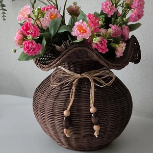 Nouveauté : Ensemble de vases festonnés en corde de papier tressée à la main pour la décoration de table à manger à la maison, à l'hôtel ou en resort - Product Image 2