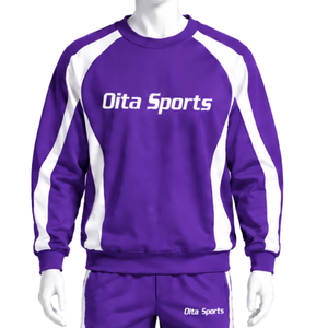 Ensemble de survêtement unisexe violet avec sweat-shirt à capuche et pantalon de jogging, à rayures contrastées, pour le sport, l'entraînement, les loisirs et les activités athlétiques - Product Image 3