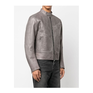 Micah Corporation Men's Grey Distressed Leather <b>Jacket</b> - Vintage Washed <b>Biker</b> <b>Jacket</b> with Multi-Pocket Utility Design - Product Image 2