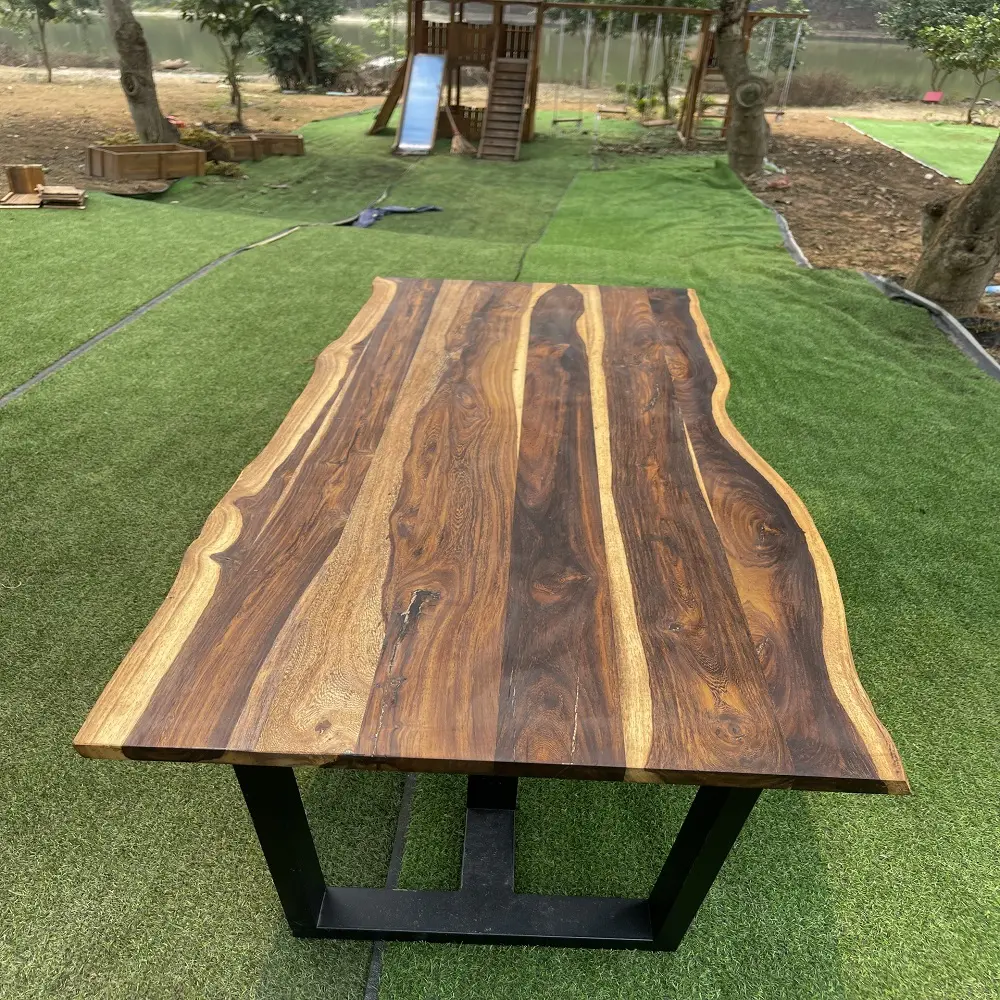 سطح طاولة مصنوع من خشب الأكاسيا الطبيعي ، لوح مفصل الأصابع