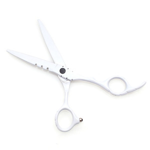Juego de Tijeras Profesionales para Adelgazar el Cabello, Hoja de Acero Inoxidable, Mango de Plástico, para Diestros, Mango Largo, Color Blanco, Embalaje Personalizado - Product Image 6