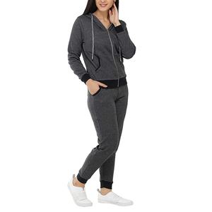 Survêtement à blocs de couleurs pour femmes avec design moderne Survêtement pour femmes avec sweat à capuche court et pantalon taille haute - Product Image 2
