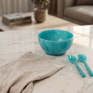 Bol décoratif multicolore en résine modelée à la main, étanche, pour salade, service de table, couverts de luxe, ustensiles de cuisine, qualité alimentaire, classique - Product Image 3