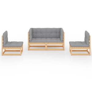 Conjunto Modular Grande de Madera de Pino Maciza Marrón para Jardín, Sofás de Jardín - Product Image 3