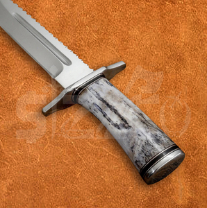 Custom Handmade D2 Steel Bowie <b>Knife</b> with Color <b>Bone</b> <b>Handle</b> & Leather Sheath Hunting Camping OEM Ideal Gift for Him - Product Image 4