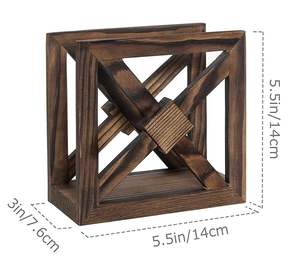 Farmhouse style wooden <b>napkin</b> <b>holder</b> carbonized wood cube shape rustic table decor for kitchen dining room cafes - Product Image 1
