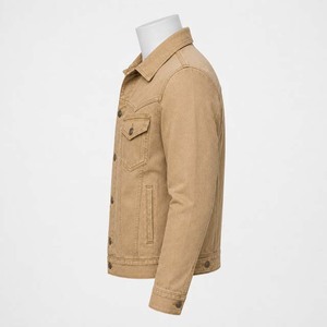 Camisa de Mezclilla Color Bronceado para Hombre, Corte Entallado, Cuello Clásico, Estilo Workwear, Tejido de Algodón, Otoño, Casual, Manga Regular - Product Image 4